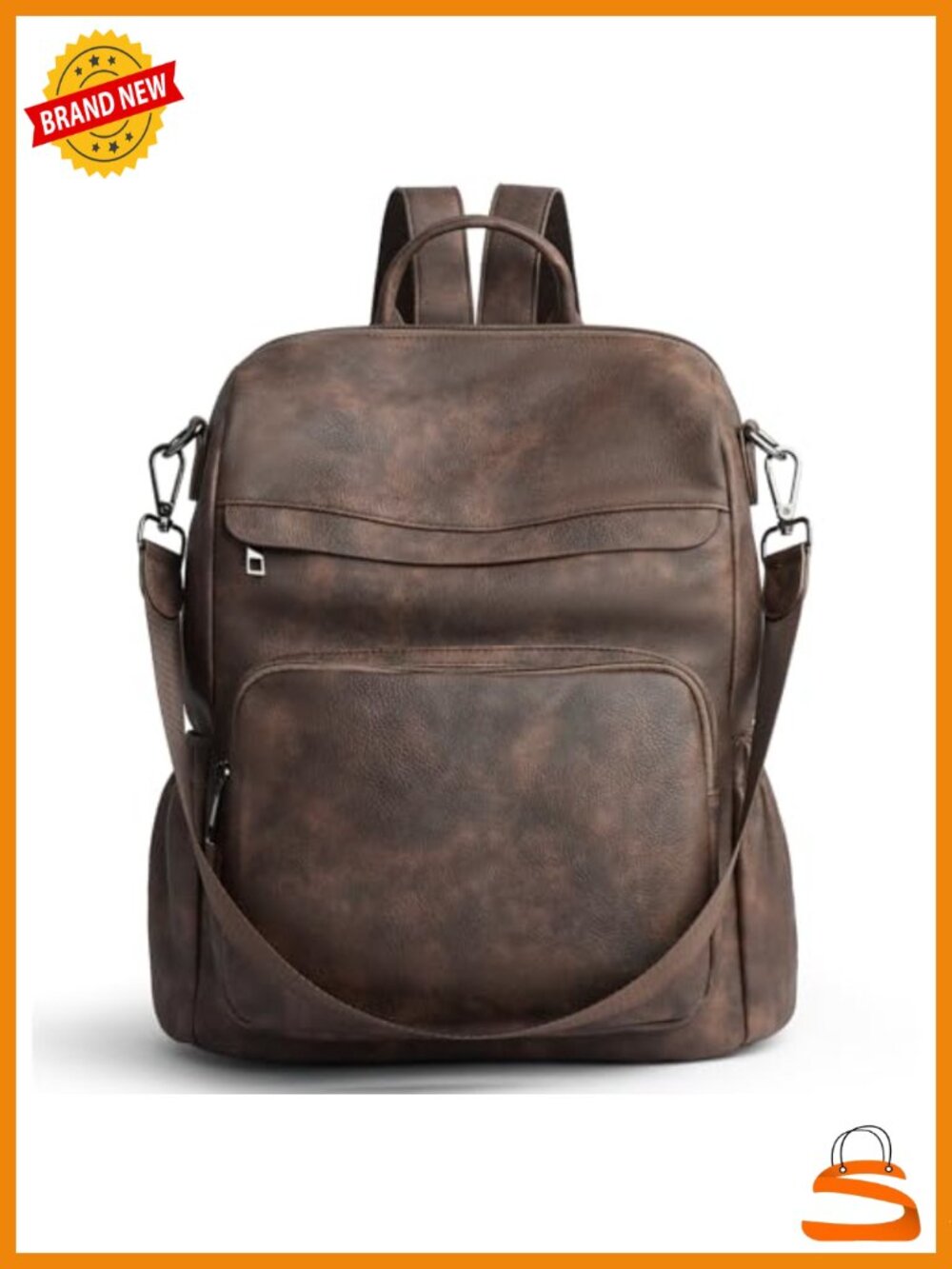 Anti-Theft Convertible 3-in-1 Vegan Leather Backpack Purse with Hidden Zipper